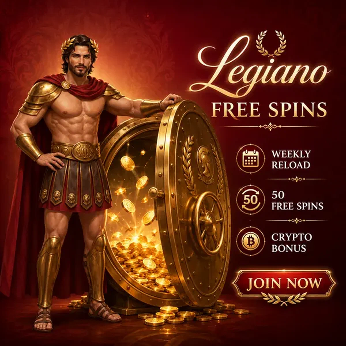 Player discovering free spins at Legiano Casino golden vault