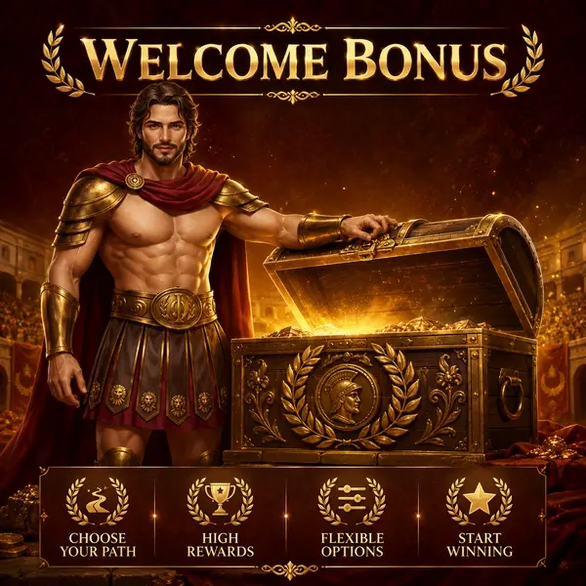 Legiano opens ornate welcome bonus chest at Welcome Package as Your Entry Point Casino registration