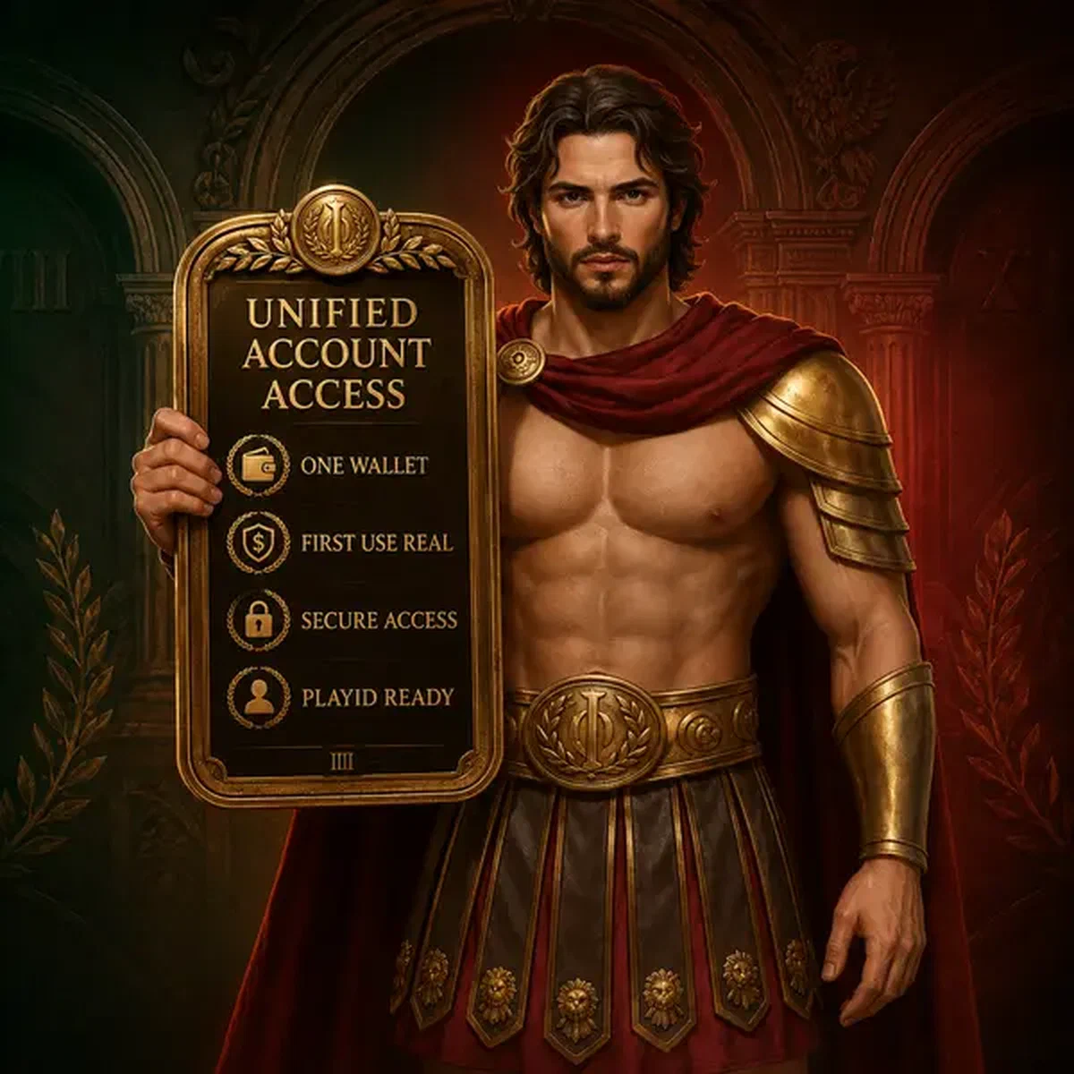 Legiano Casino champion holds unified account tablet with secure login access glowing